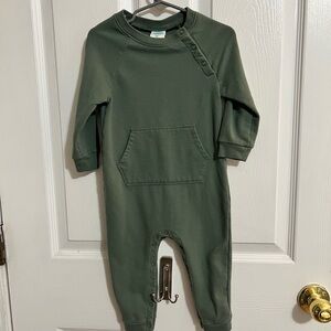 Mighty Olive Green Baby Jumpsuit with Pocket